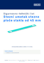 Stezni umetak stezne ploče stakla od 45 mm Sigurnosno-tehnički list HR