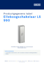 Elleboogschakelaar LS 990 Productgegevens tabel NL