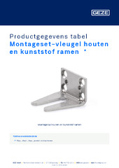 Montageset-vleugel houten en kunststof ramen  * Productgegevens tabel NL