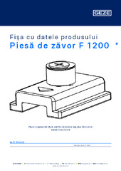 Piesă de zăvor F 1200  * Fișa cu datele produsului RO