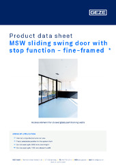 MSW sliding swing door with stop function - fine-framed  * Product data sheet EN