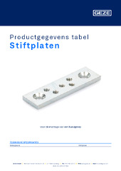 Stiftplaten Productgegevens tabel NL