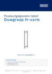 Duwgreep H-vorm Productgegevens tabel NL