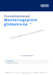 Monteringsplate glideskinne  * Produktdatablad NB