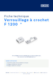 Verrouillage à crochet F 1200  * Fiche technique FR