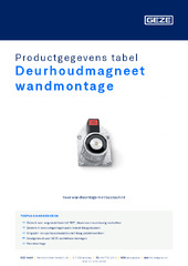 Deurhoudmagneet wandmontage Productgegevens tabel NL