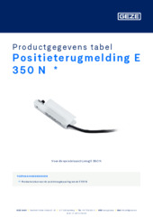 Positieterugmelding E 350 N  * Productgegevens tabel NL