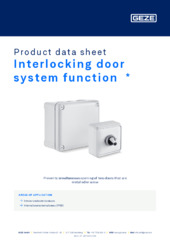 Interlocking door system function  * Product data sheet EN
