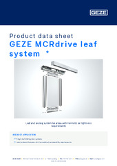 GEZE MCRdrive leaf system  * Product data sheet EN