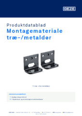 Montagemateriale træ-/metaldør Produktdatablad DA