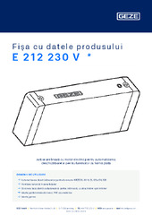 E 212 230 V  * Fișa cu datele produsului RO