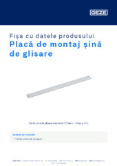 Placă de montaj șină de glisare Fișa cu datele produsului RO