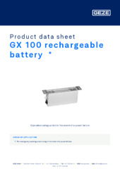 GX 100 rechargeable battery  * Product data sheet EN