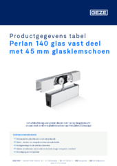 Perlan 140 glas vast deel met 45 mm glasklemschoen Productgegevens tabel NL