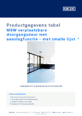 MSW verplaatsbare doorgangsdeur met aanslagfunctie - met smalle lijst  * Productgegevens tabel NL