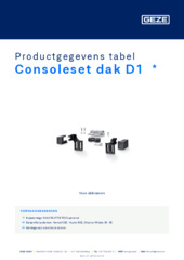 Consoleset dak D1  * Productgegevens tabel NL