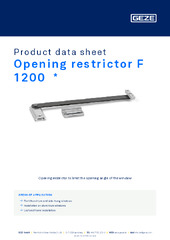 Opening restrictor F 1200  * Product data sheet EN