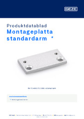 Montageplatta standardarm  * Produktdatablad SV
