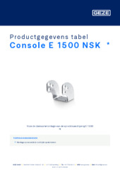 Console E 1500 NSK  * Productgegevens tabel NL