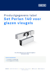 Set Perlan 140 voor glazen vleugels Productgegevens tabel NL