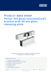Perlan 140 glass concealed wall bracket with 45 mm glass clamping plate Product data sheet EN