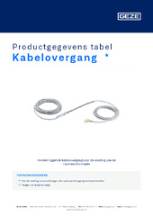 Kabelovergang  * Productgegevens tabel NL