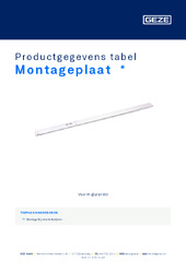 Montageplaat  * Productgegevens tabel NL