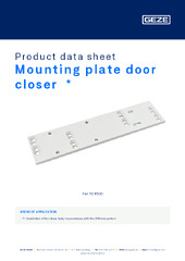 Mounting plate door closer  * Product data sheet EN