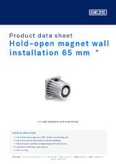 Hold-open magnet wall installation 65 mm  * Product data sheet EN