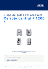 Cerrojo central F 1200  * Ficha de datos del producto ES