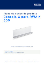 Consola G para RWA K 600 Ficha de dados de produto PT