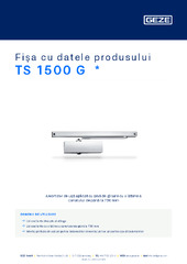 TS 1500 G  * Fișa cu datele produsului RO