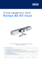 Rollan 80 NT hout Productgegevens tabel NL