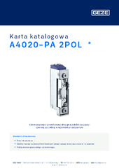 A4020-PA 2POL  * Karta katalogowa PL