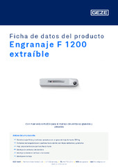 Engranaje F 1200 extraíble Ficha de datos del producto ES