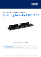 Ceiling bracket GC 363  * Product data sheet EN