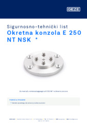 Okretna konzola E 250 NT NSK  * Sigurnosno-tehnički list HR