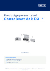 Consoleset dak D3  * Productgegevens tabel NL