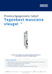 Tegenkast massieve vleugel  * Productgegevens tabel NL