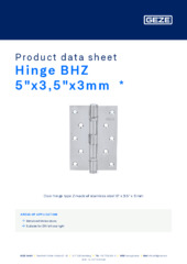 Hinge BHZ 5"x3,5"x3mm  * Product data sheet EN