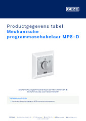 Mechanische programmaschakelaar MPS-D Productgegevens tabel NL