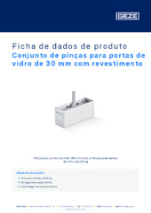 Conjunto de pinças para portas de vidro de 30 mm com revestimento Ficha de dados de produto PT