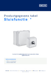Sluisfunctie  * Productgegevens tabel NL