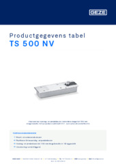 TS 500 NV Productgegevens tabel NL