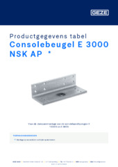 Consolebeugel E 3000 NSK AP  * Productgegevens tabel NL