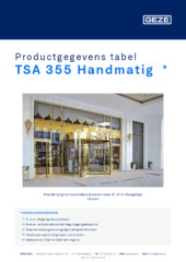 TSA 355 Handmatig  * Productgegevens tabel NL